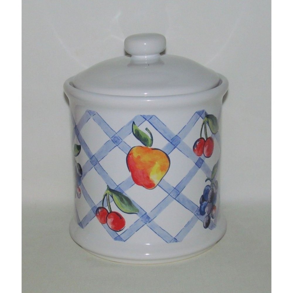 Corning Ware "Corelle" FRUIT TOO Medium Flat 5.75 inch Canister with Lid
